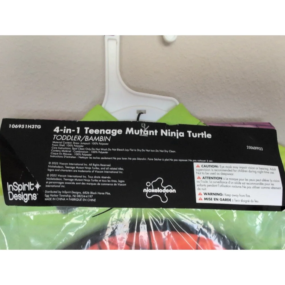 Toddler 3T-4T Tales Of The Teenage Mutant Ninja Turtles 4 IN 1 COSTUME